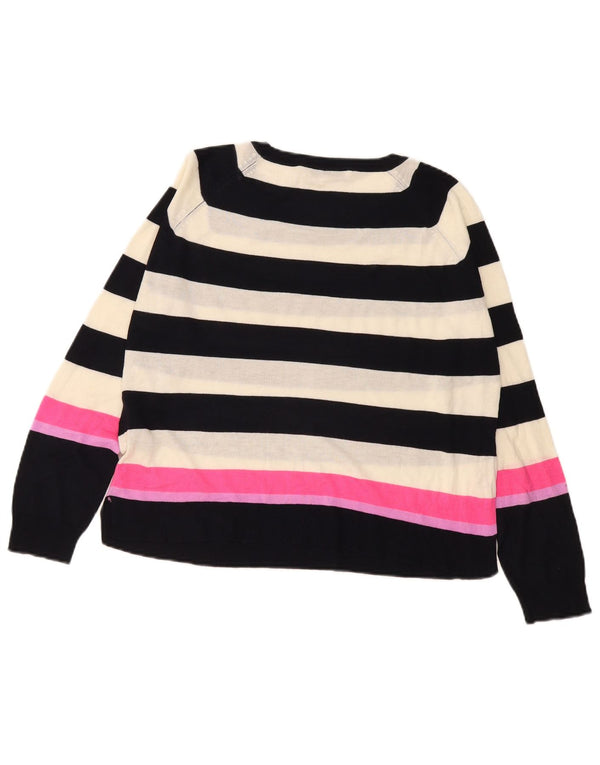 Zara Damen Crop U-Boot-Ausschnitt Pullover Pullover UK 10 Small Schwarz gestreift