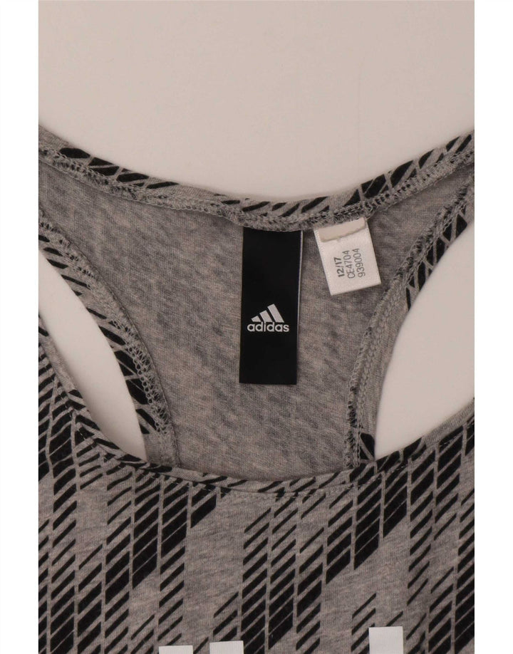 Adidas Womens Graphic Vest Top UK 12 Medium Grey Geometric