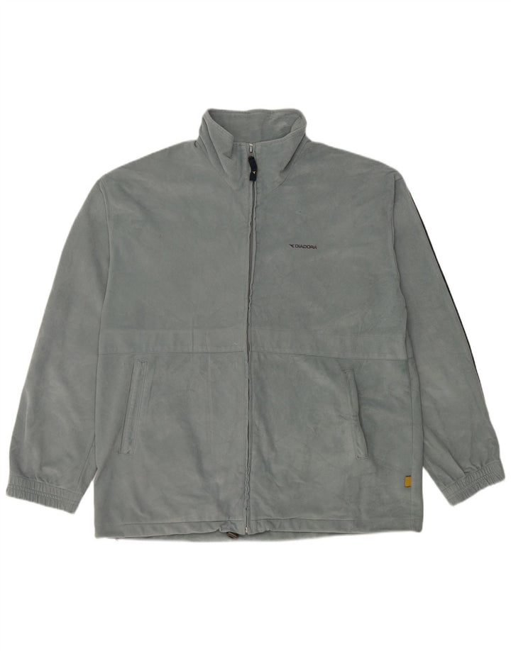 Diadora Herre Velour Træningsdragt Top Jakke UK 44 2XL Blå Polyester