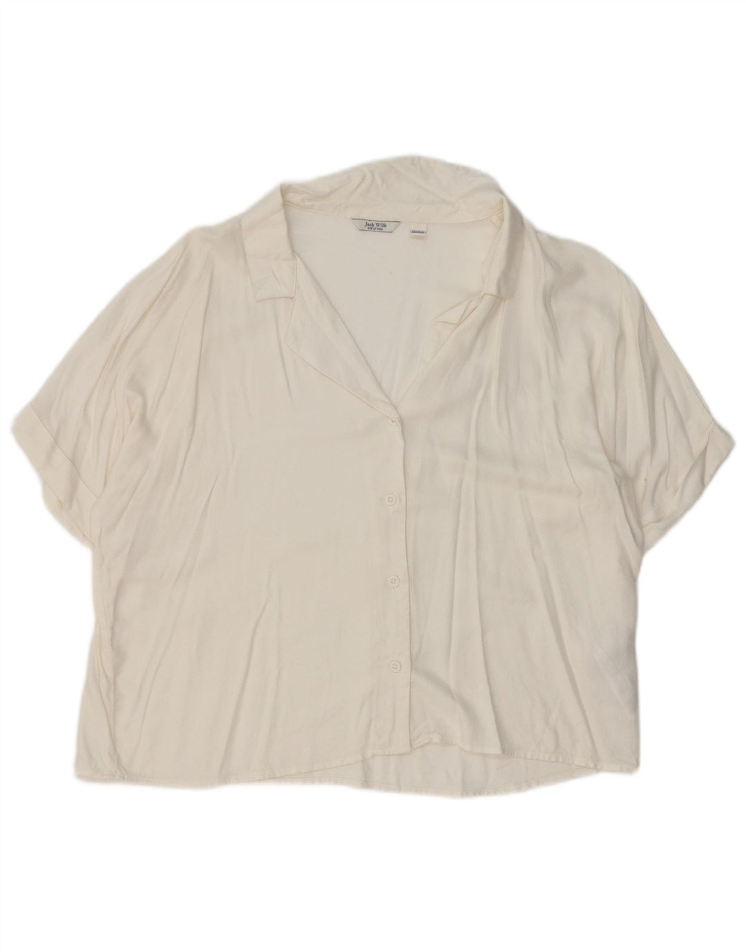 JACK WILLS Womens Short Sleeve Shirt Blouse UK 12 Medium White Viscose