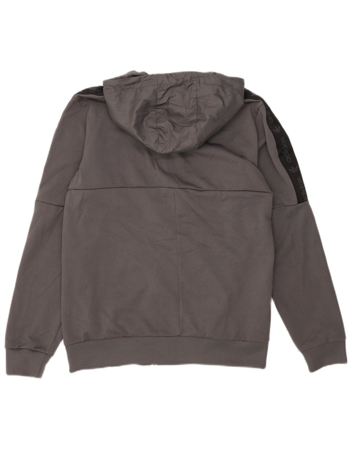 Pulover Adidas pentru bărbați, cu fermoar, gri mediu, poliester color bloc