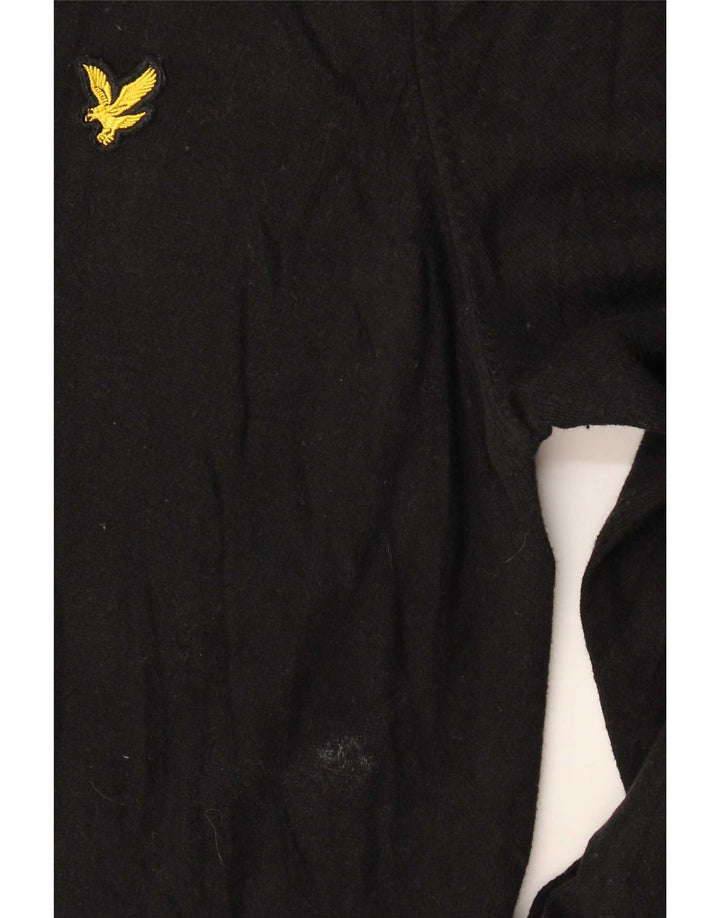 Lyle & Scott Herre sweater med rund hals, medium sort bomuld