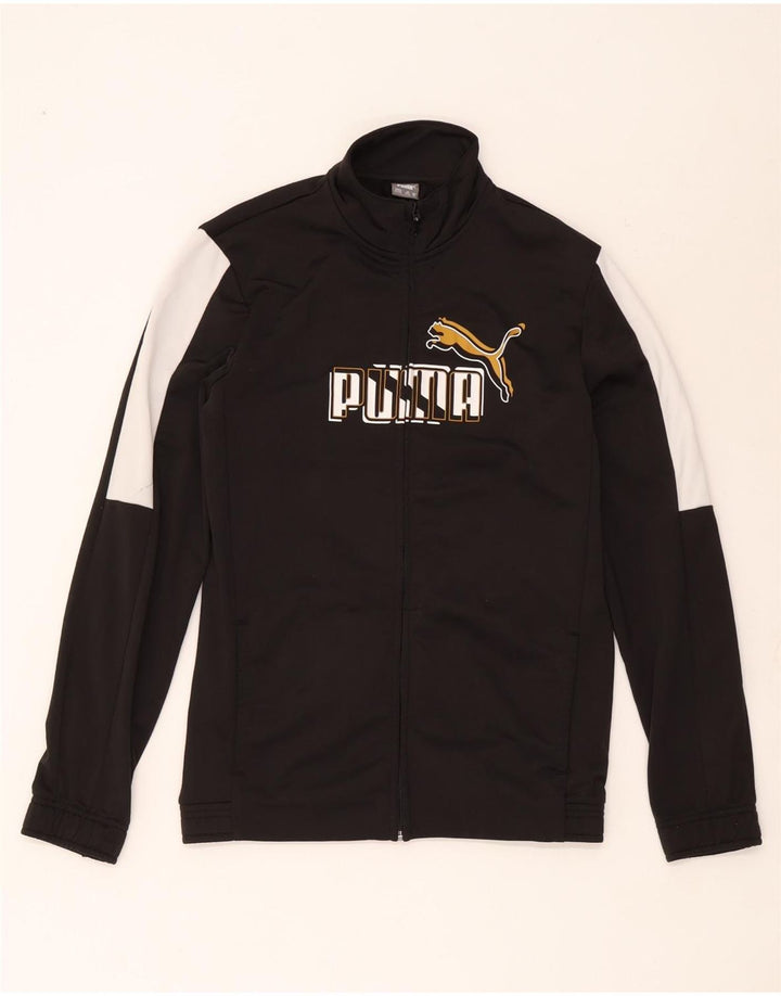 Puma Boys Graphic Tracksuit Top Jacket 15-16 Years Black Colourblock