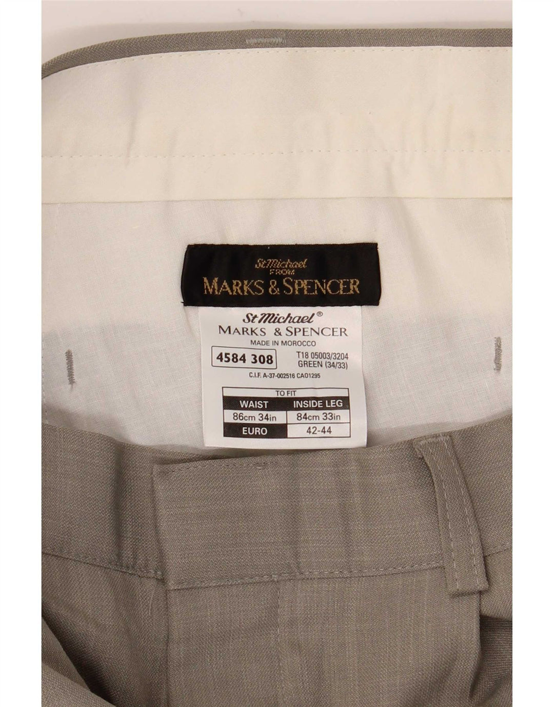 Pantaloni casual con pegging da uomo Marks & Spencer W34 L33 poliestere verde