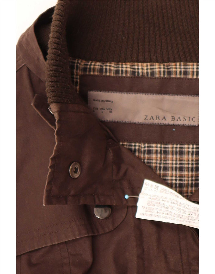 Zara Damen Utility-Jacke UK 14 Große braune Baumwolle