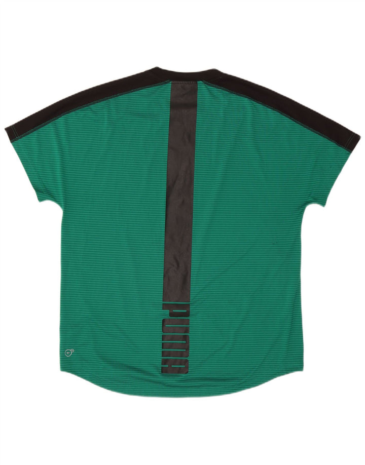 Puma Mens Graphic T-Shirt Top XL Green Colourblock Polyester