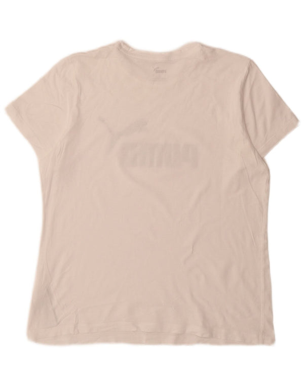 Puma Damen Grafik T-Shirt Top UK 16 Large Weiße Baumwolle