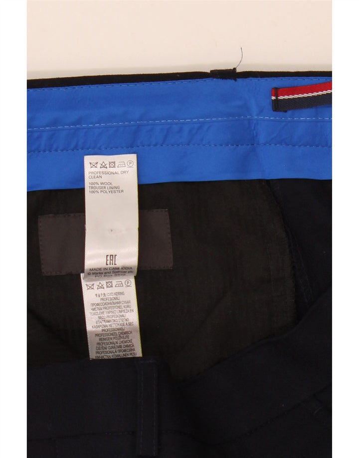 Marks & Spencer Mens Tailored Straight Suit Trousers W34 L33 Navy Blue Wool
