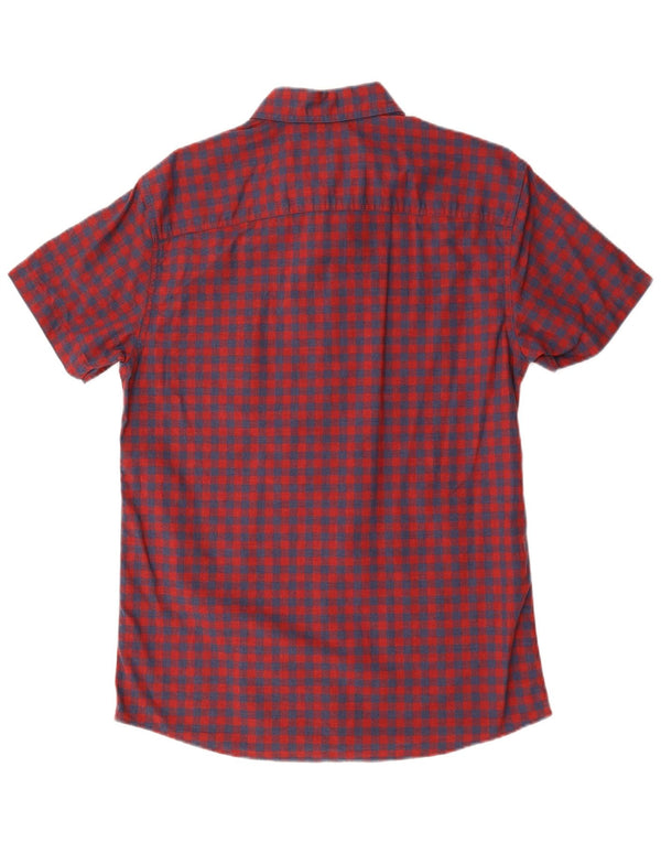 Jack & Jones Mens Short Sleeve Shirt Large Red Gingham Cotton