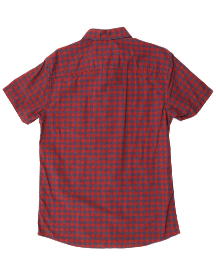 Jack & Jones Mens Short Sleeve Shirt Large Red Gingham Cotton