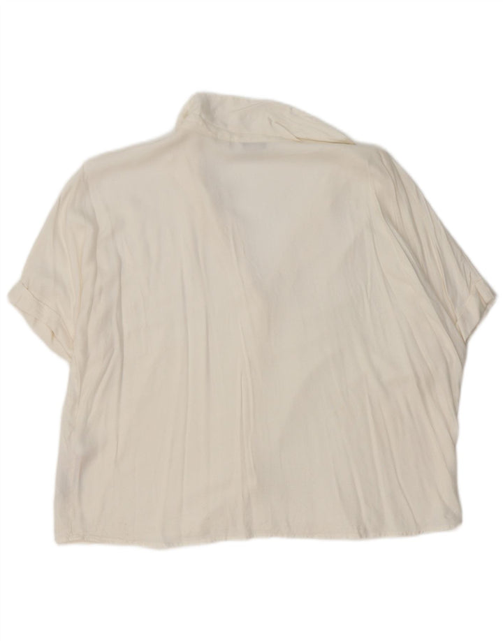 JACK WILLS Womens Short Sleeve Shirt Blouse UK 12 Medium White Viscose