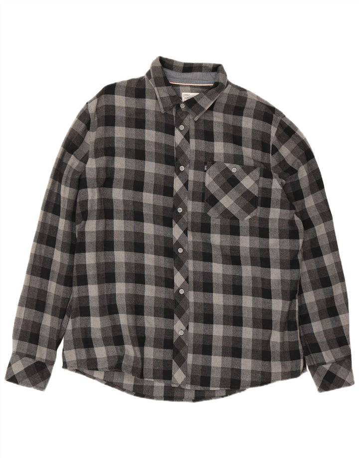 Camicia di flanella da uomo Cherokee 2XL Cotone a quadri grigio