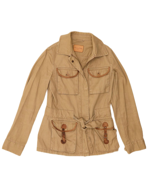 Massimo Dutti Dame Utility Jacket EU 36 XS Khaki Linen