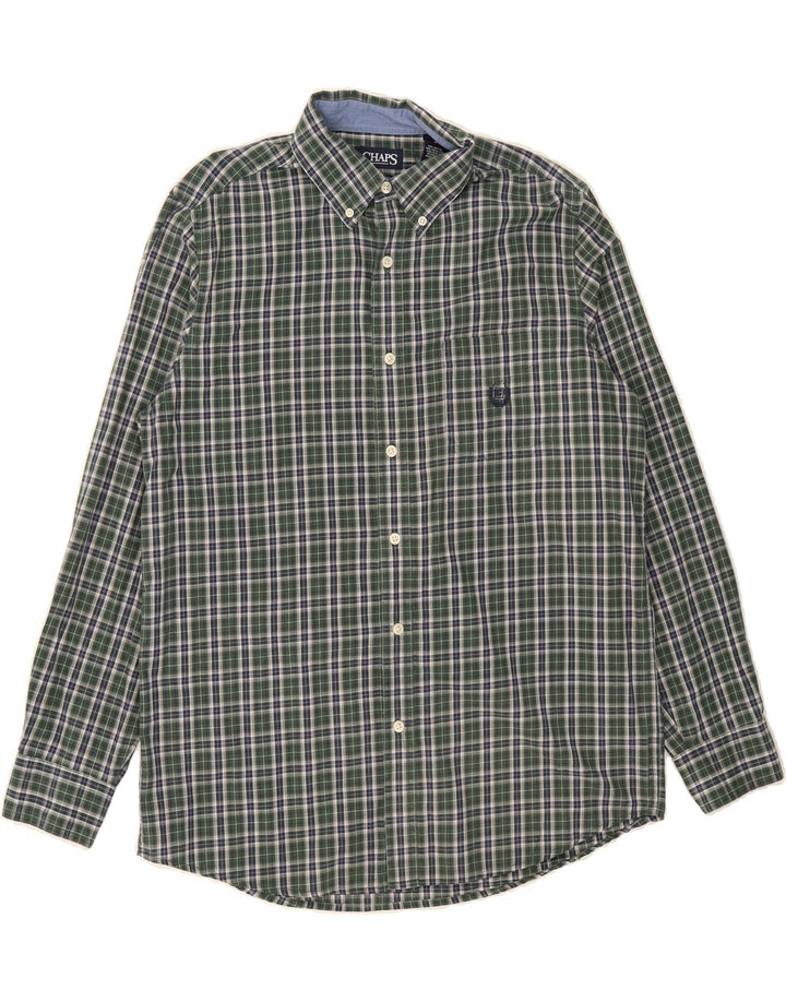 CHAPS Mens Easy Care Flannel Shirt Medium Green Check Cotton Vintage Chaps and Second-Hand Chaps from Messina Hembry 