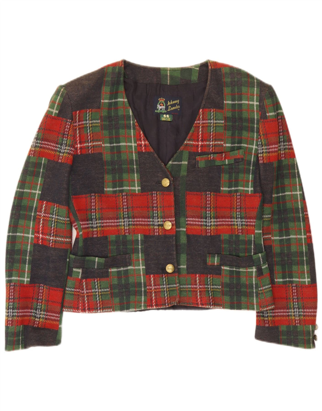 Johnny Lambs Womens Crop Blazer Jacket IT 44 Medium Multicoloured Check