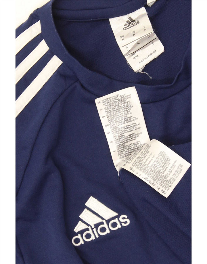 Adidas Mens Climalite T-Shirt Top Medium Navy Blue Colourblock Polyester