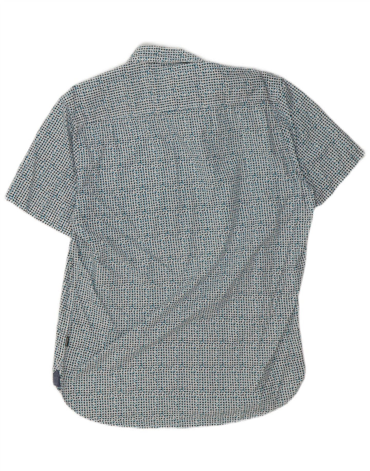Camel Active Mens Short Sleeve Slim Fit Shirt Large Blue Spotted Cotton