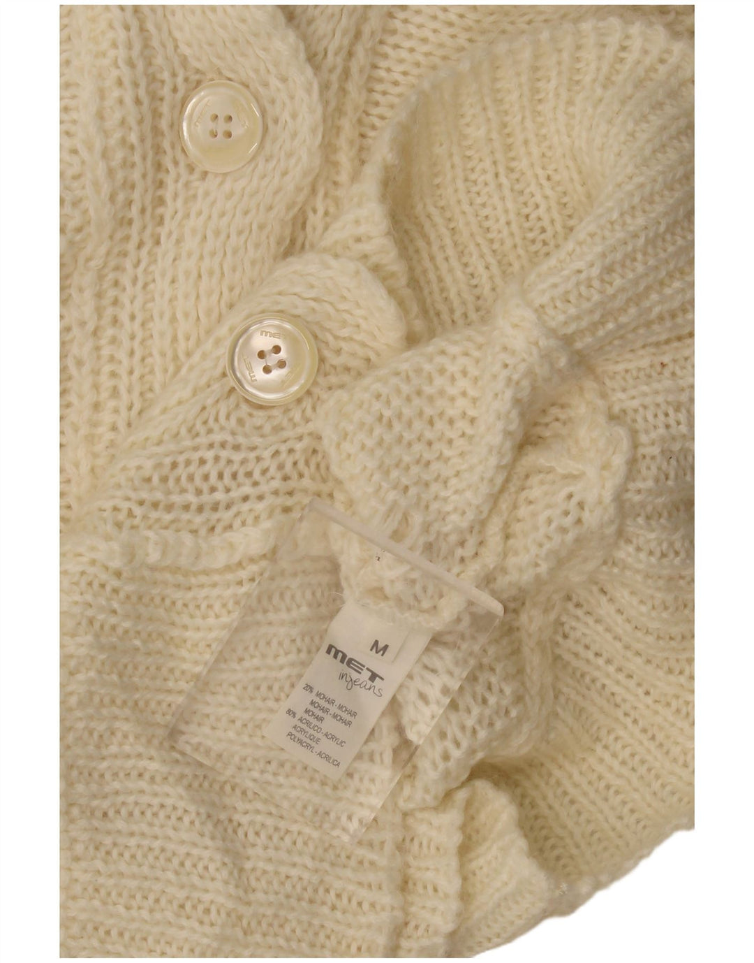 MET Womens Cardigan Sweater UK 12 Medium Beige Mohair