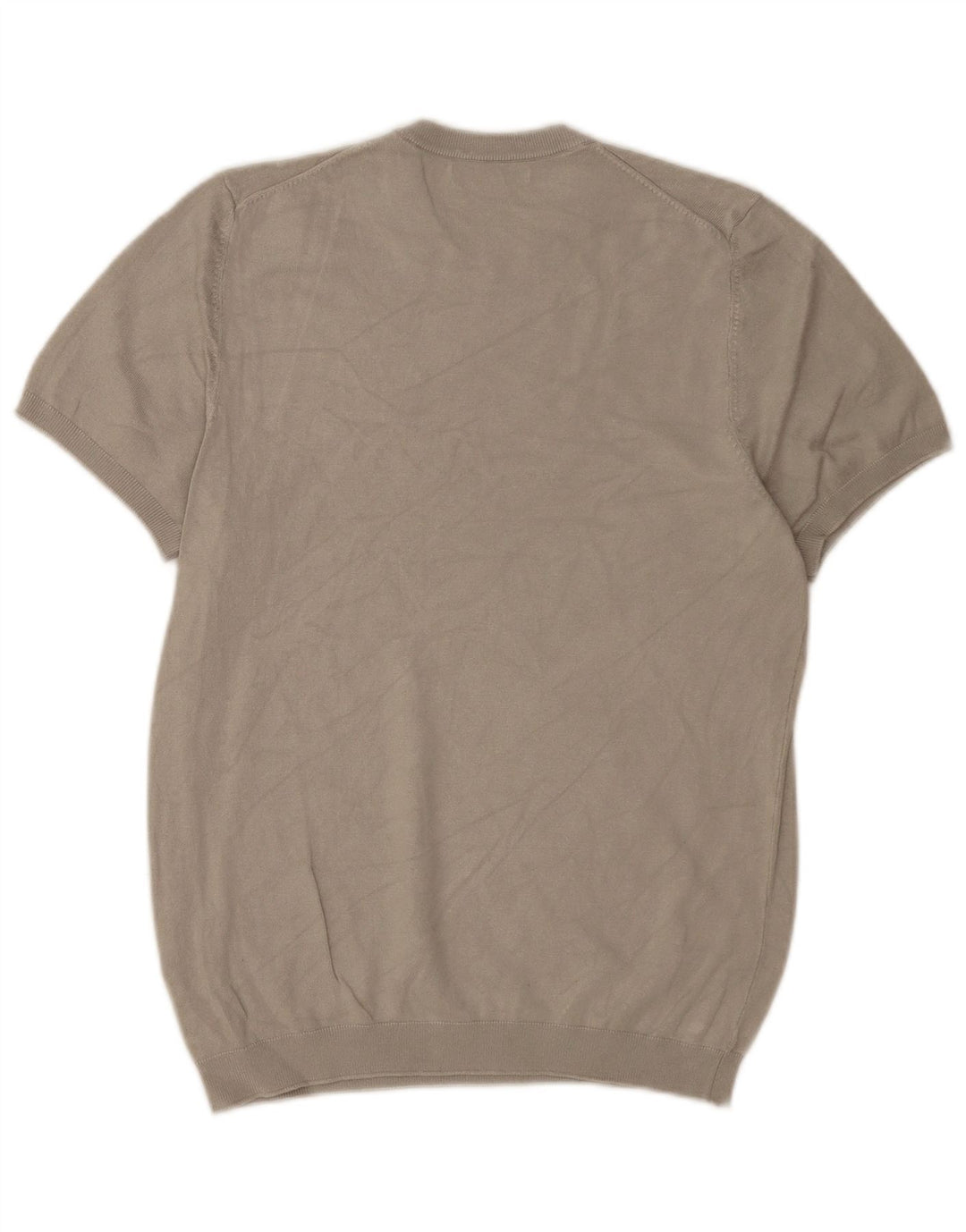 Zara Mens Short Sleeve Crew Neck Jumper Sweater Small Grey Viscose