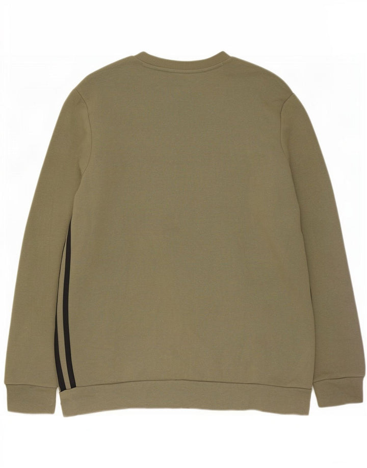 Adidas Mens Moletom Jumper Grande Algodão Cáqui