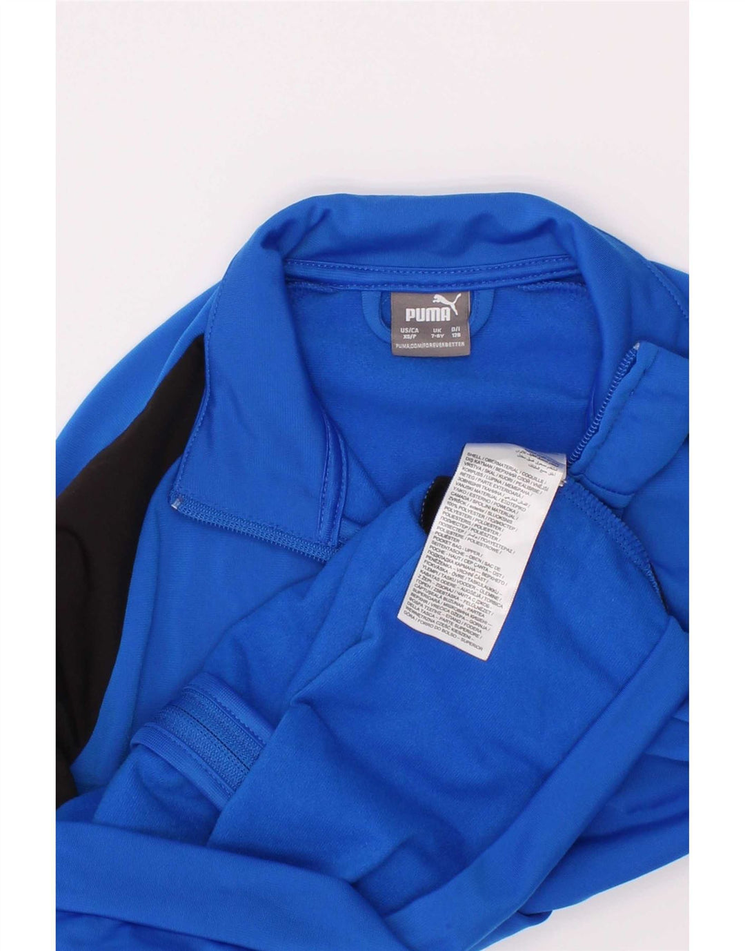 Puma Jungen Grafik-Trainingsanzug-Top-Jacke, 7–8 Jahre, blaues Farbblock-Polyester