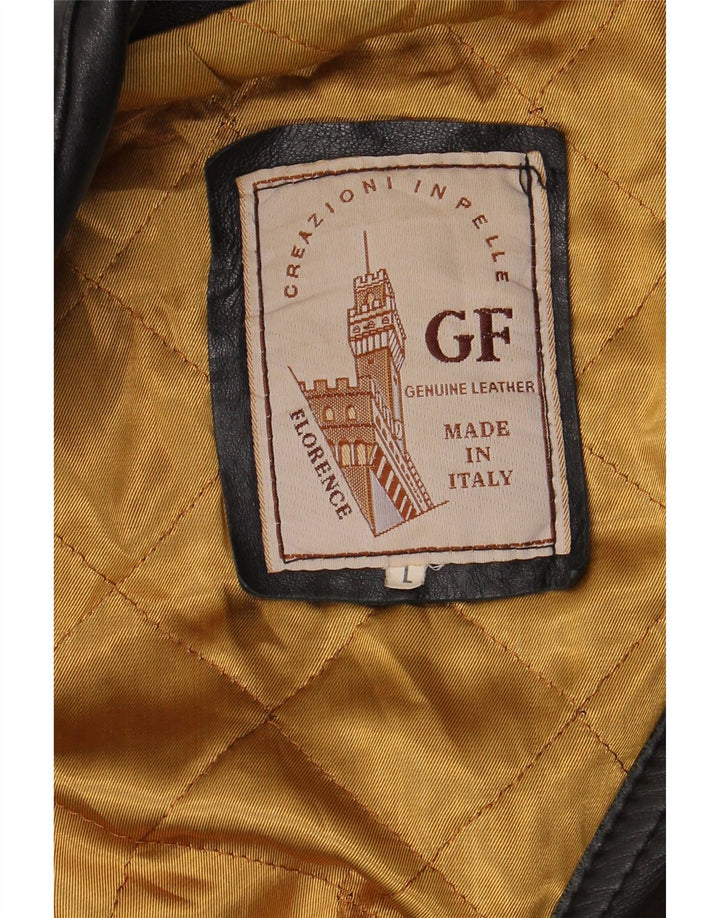 FLORENCE Mens Leather Jacket UK 40 Large Black Leather