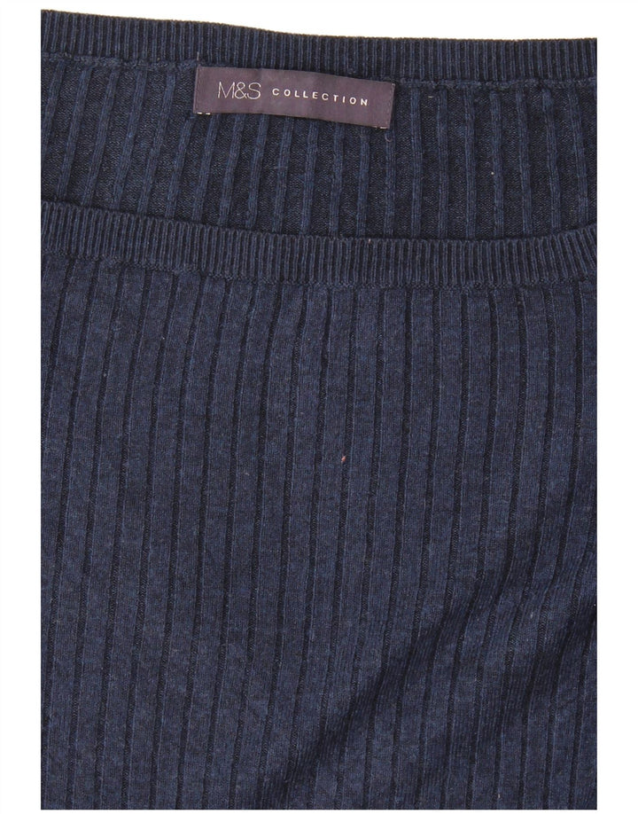 Marks & Spencer Womens Boat Neck Jumper Sweater UK 12 Medium Navy Blue