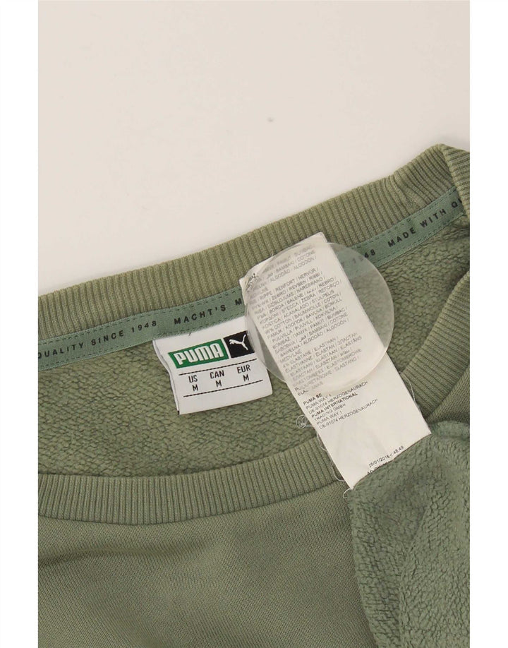 Puma Mens Sweatshirt Jumper Medium Green Colourblock Cotton
