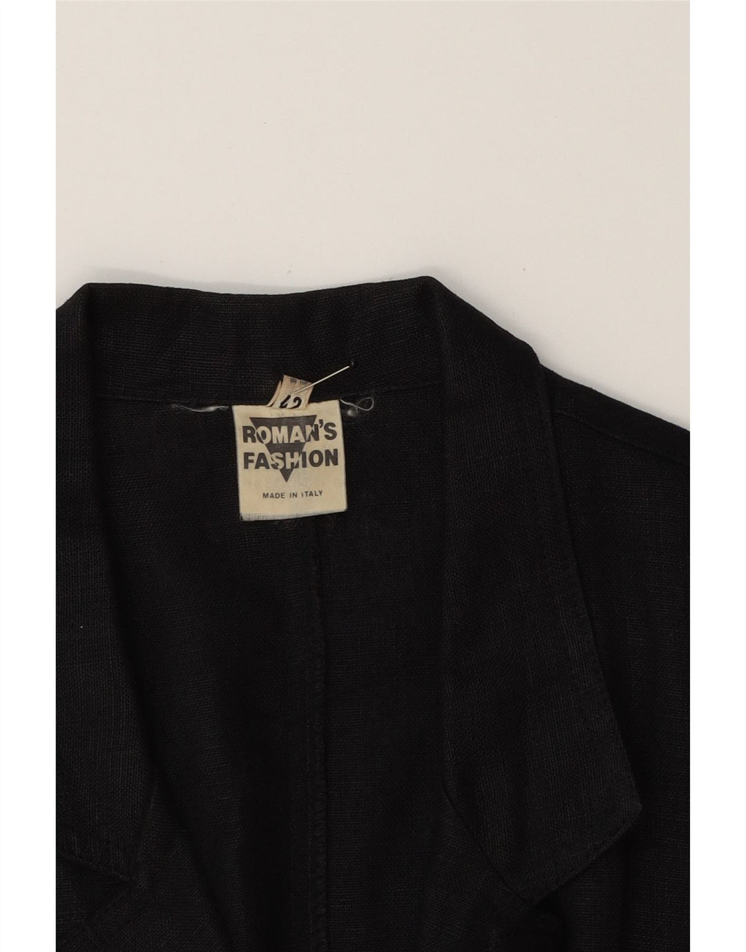 ROMAN'S Womens Crop 3 Button Blazer Jacket IT 42 Medium Black Cotton Vintage Roman's and Second-Hand Roman's from Messina Hembry 