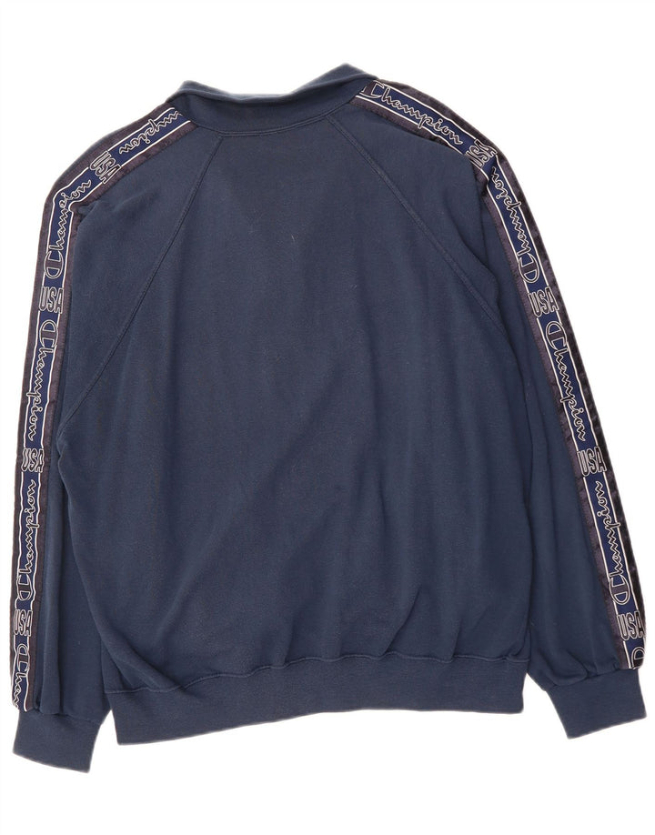 CHAMPION Mens Graphic Tracksuit Top Jacket Large Navy Blue Colourblock