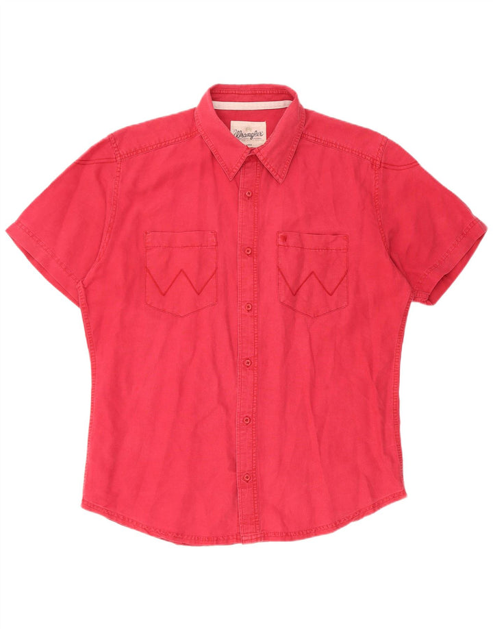 Wrangler Mens Short Sleeve Shirt XL Pink Linen