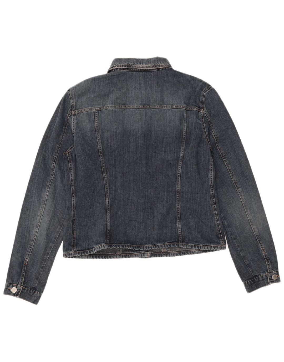 BENETTON Womens Crop Denim Jacket UK 16 Large Blue Cotton