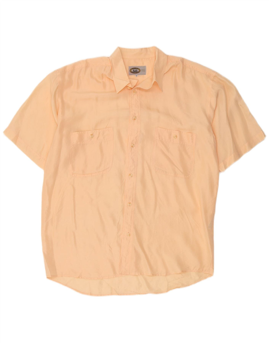 Vintage Mens Short Sleeve Shirt Medium Orange Silk
