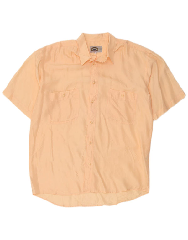 Vintage Mens Short Sleeve Shirt Medium Orange Silk