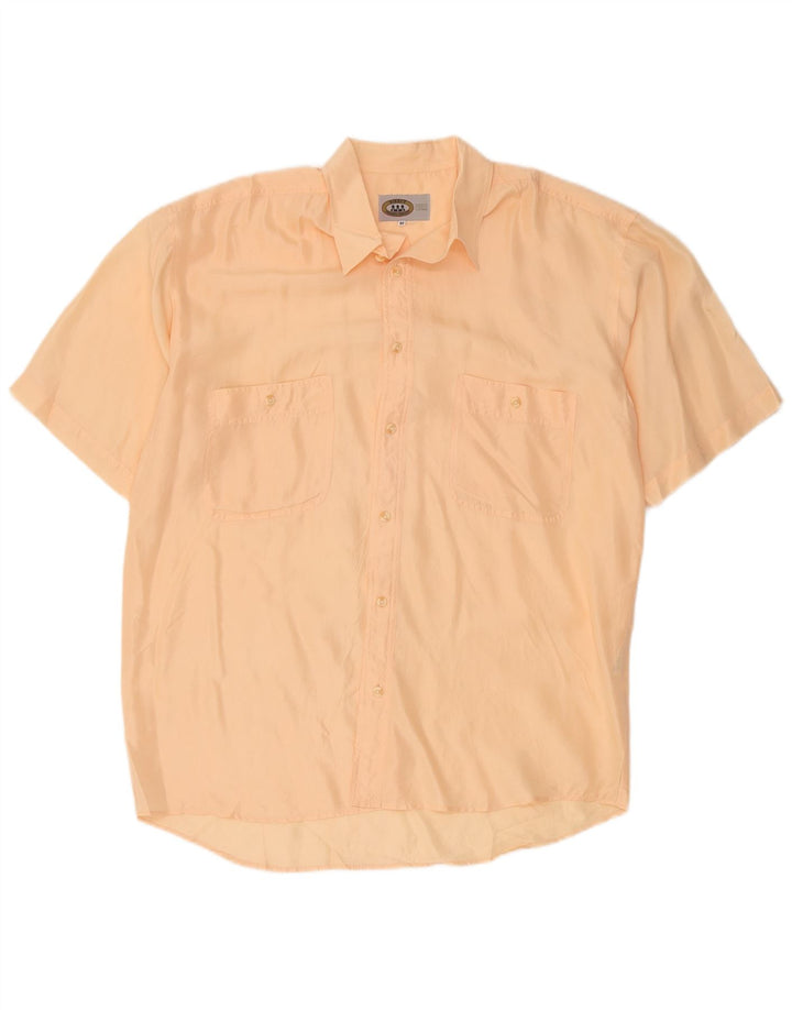 Vintage Mens Short Sleeve Shirt Medium Orange Silk