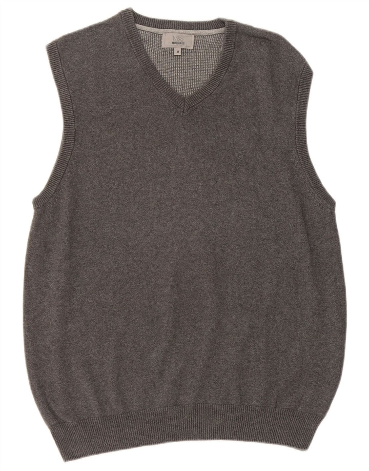 Marks & Spencer Herre Regular Fit Vest Tank Top Medium Grey Bomuld