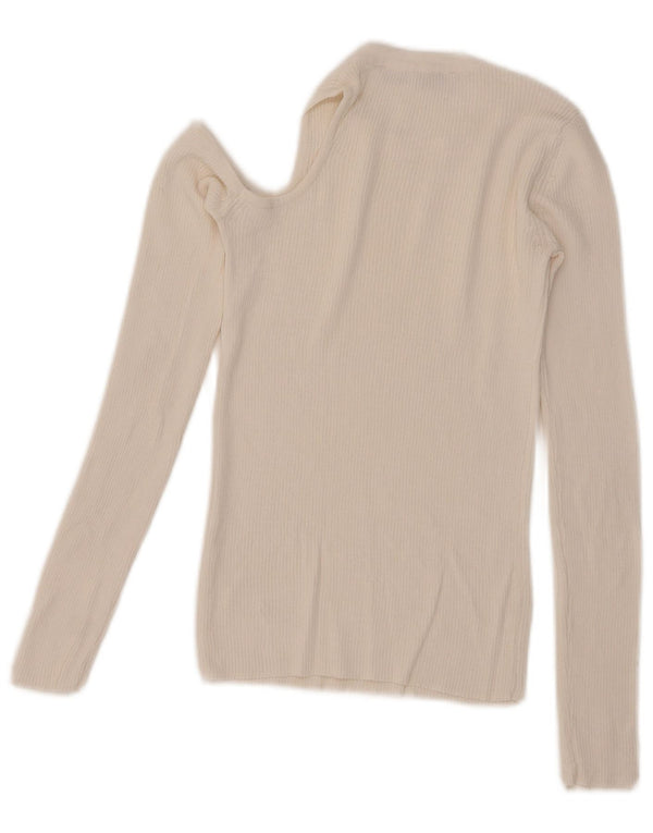 Top Zara da donna monospalla manica lunga UK 8 Small bianco