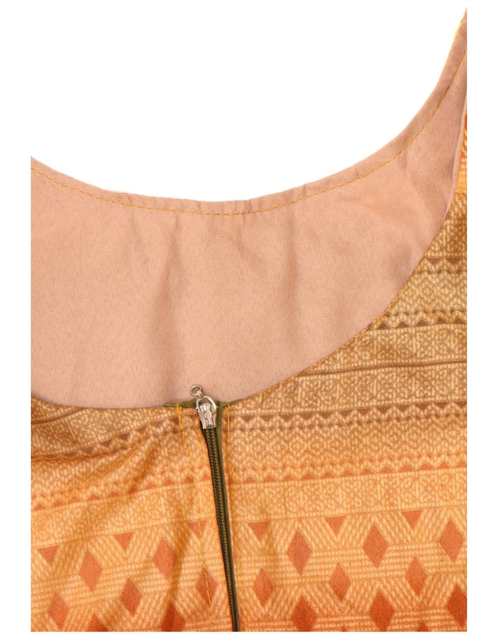 Vintage Womens Blouse Top UK 12 Medium Orange Geometric