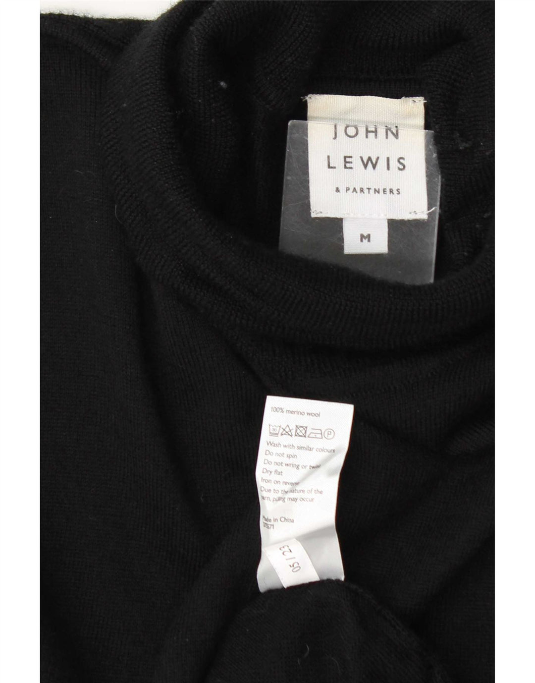 John Lewis Mens Roll Neck Jumper Sweater Medium Black Wool