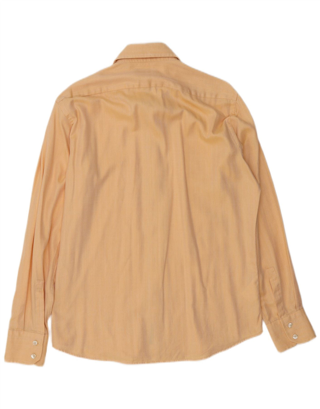 HUGO BOSS Mens Shirt Size 41 16 Large Beige Herringbone Cotton