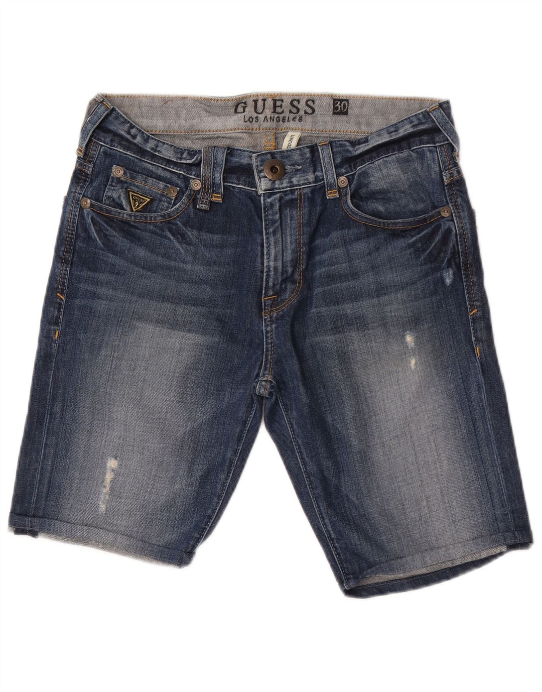 Guess Womens Lincoln Slim Denim Shorts W30 Medium Blue Cotton