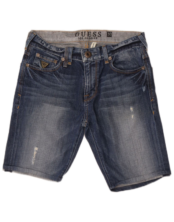 Guess Womens Lincoln Slim Denim Shorts W30 Medium Blue Cotton