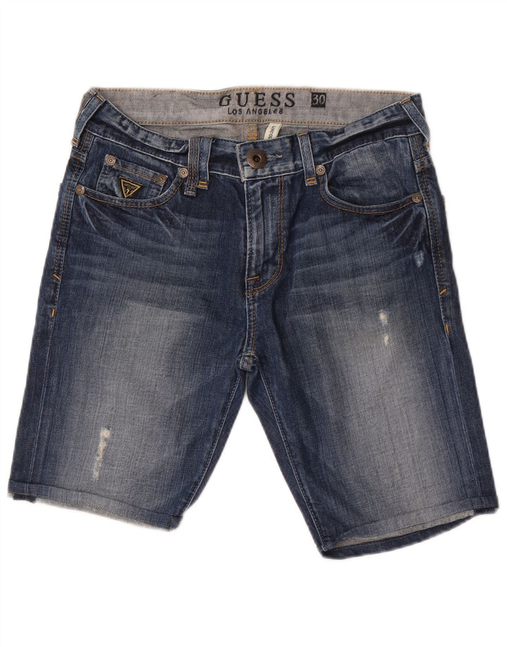 Guess Womens Lincoln Slim Denim Shorts W30 Medium Blue Cotton