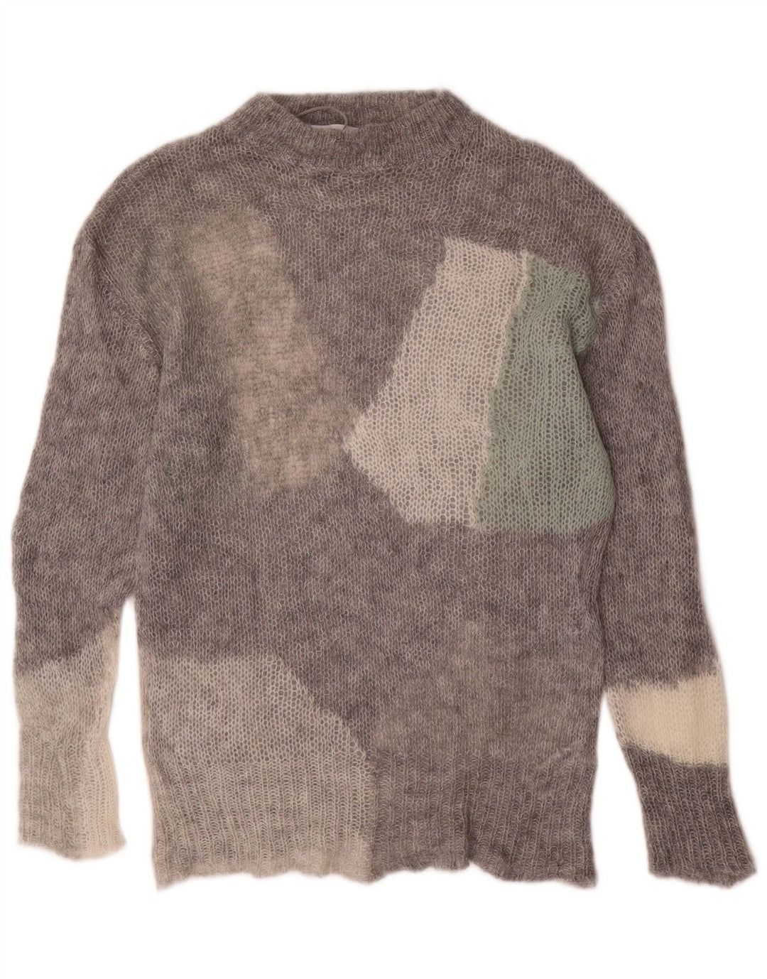 ZARA Womens Turtle Neck Jumper Sweater UK 10 Small Grey Colourblock