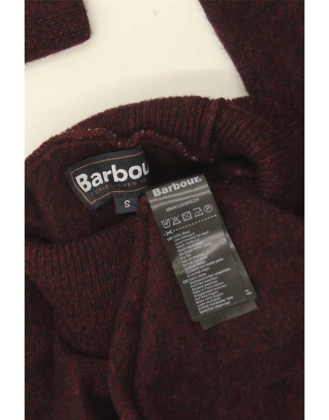 Maglione maglione collo alto da donna Barbour UK 10 piccolo lana marrone