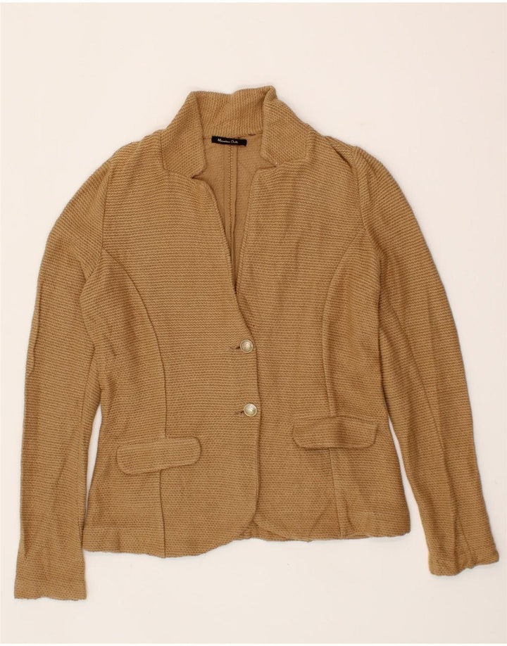 MASSIMO DUTTI Womens 2 Button Blazer Jacket UK 14 Medium Brown Cotton Vintage Massimo Dutti and Second-Hand Massimo Dutti from Messina Hembry 
