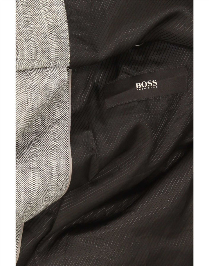 Hugo Boss férfi 2 gombos blézerkabát EU 62 6XL szürke vászon