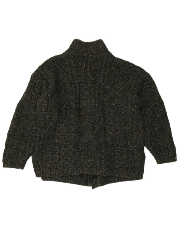 vintage Womens Cardigan Sweater UK 16 Grande laine mouchetée verte