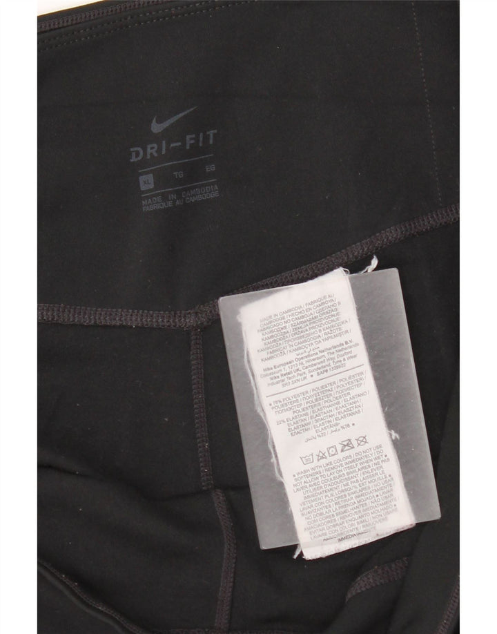 Nike Womens Dri Fit Crop Leggings UK 18 XL  Black Polyester