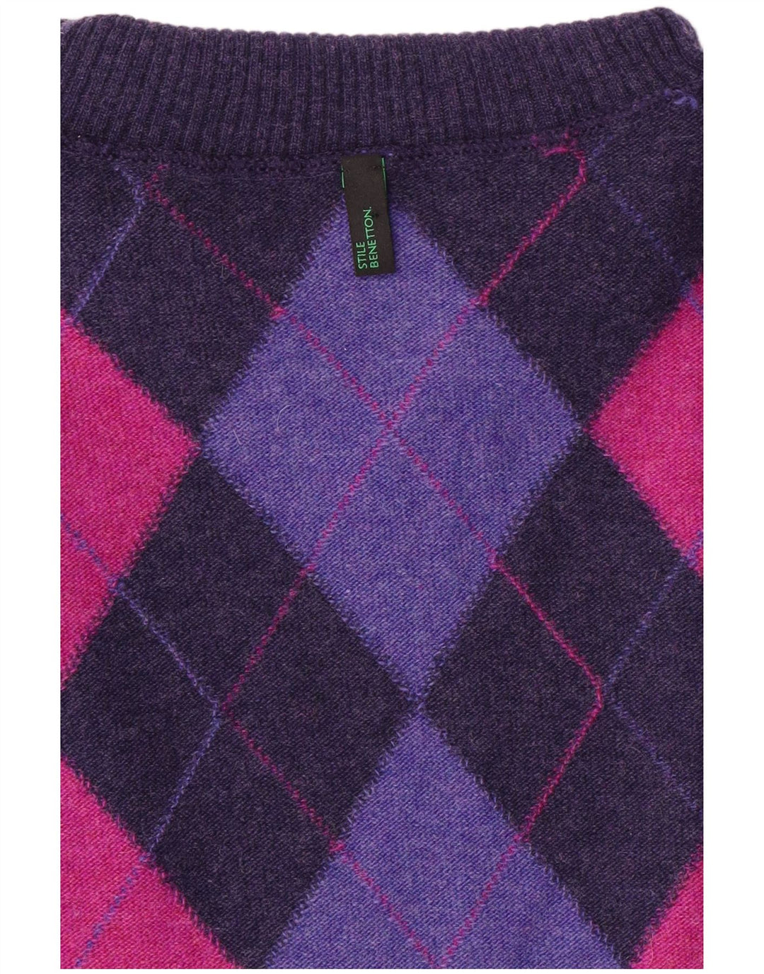 BENETTON Womens Jumper Dress UK 10 Small Multicoloured Argyle/Diamond